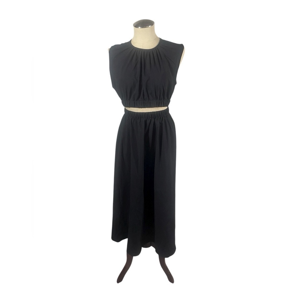 Cider Cut Out Ruched Black Midi Dress Size XL - Picture 5 of 11